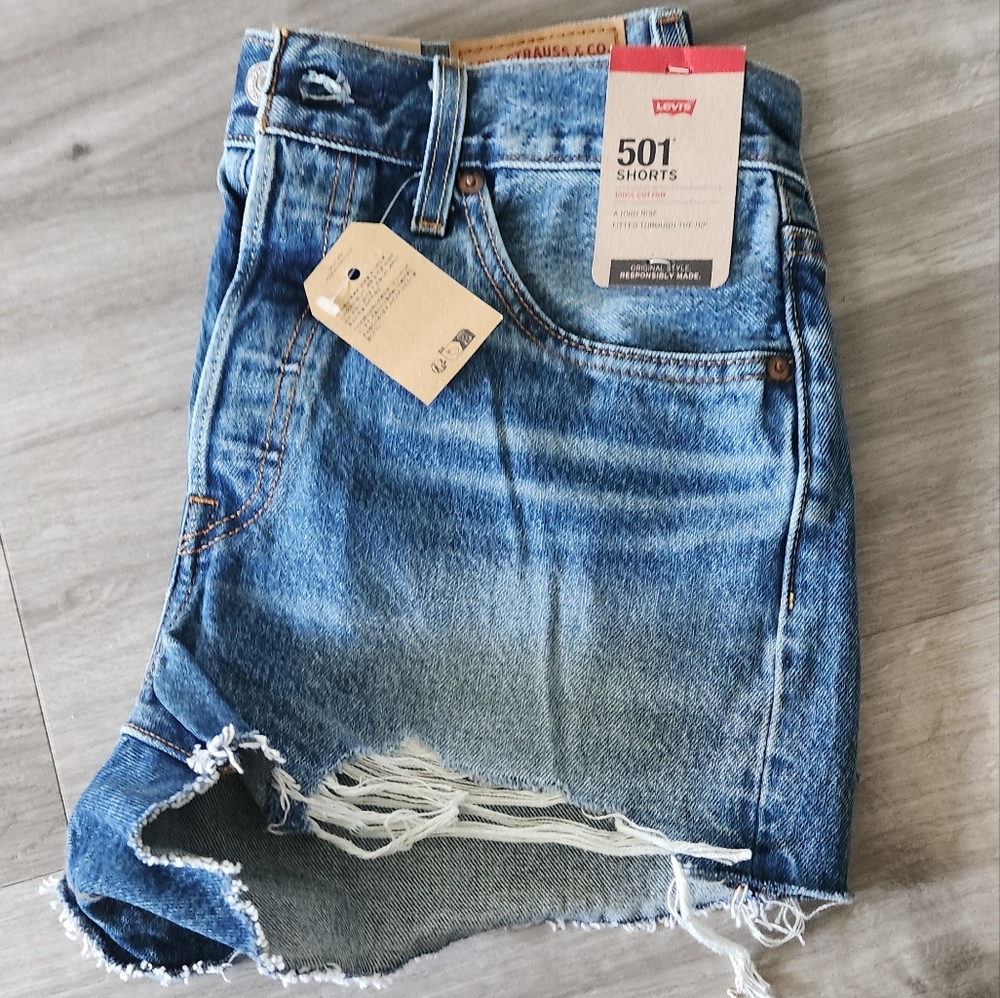 Levis High Rise Cut-off Button Fly Short - Picture 9 of 9